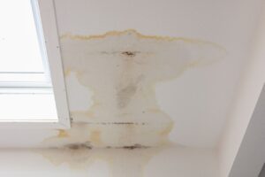 water stains on ceiling below roof