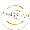 Prestige 100 Singapore 2024/2025 award badge for a leading waterproofing specialist.