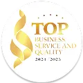Top Business Service and Quality 2024/2025 gold certification badge, emphasizing the high-quality service of a waterproofing specialist.